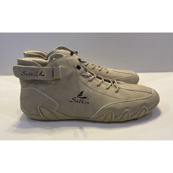 Salkin Men’s Fashion Tan Sneakers. Italian Leather.  EU 45. Size 12